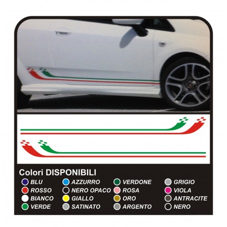 KIT FASCE STRISCE PER PUNTO EVO SUPER SPORT TRICOLORE FASCIE LATO ABARTH ITALIA