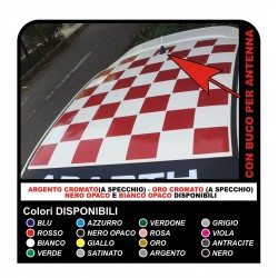 Adesivi per FIAT 500 ABARTH fasce tettino tetto scacchiera scacchi sticker decal