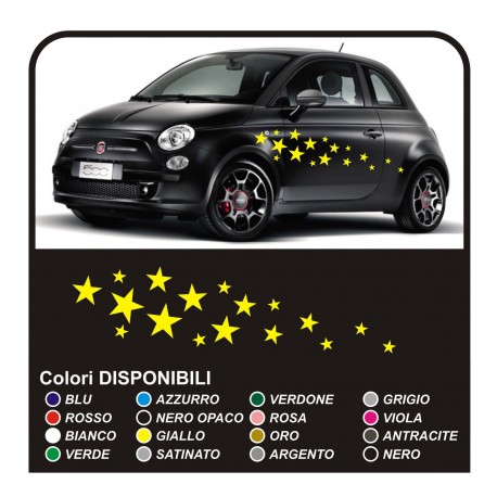 Kit adesivi auto STELLE 33PEZZI adesivi stelle SMART FIAT 500 car stars  stickers - Stickers Line