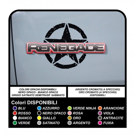 adesivi per portiera jeep renegade stella militare consumata da apporre sul logo