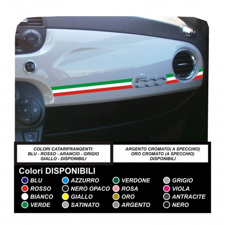 Autocollants pour FIAT 500 KIT de bandes du drapeau italien capot toit et  le coffre stripes drapeau tricolore autocollants