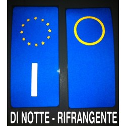 Pair Stickers for license plate of Europe REFLECTIVE - Optimal quality in Neutral or with the province