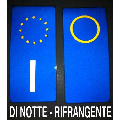 Pair Stickers for license plate of Europe REFLECTIVE - Optimal quality in Neutral or with the province 