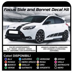 Stickers for FORD Focus ST MK3 COMPLETE KIT ADHESIVE STRIPES to the SIDE AND the HOOD the NEW FOCUS TURBO RS 1.6 1.8 2.0