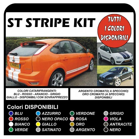 autocollants pour FORD Focus ST OCT 2.5-bandes COFFRE + BONNET + voiture de CÔTÉ graphique des Autocollants focus 1.6 1.8 2.0