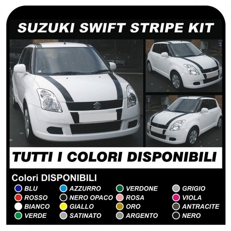 ADESIVI PER COFANO E TETTO SUZUKI SWIFT STRIPES CAR GRAPHICS DECALS 1.2 1.3 1.5 1.6 SPORT GLX 