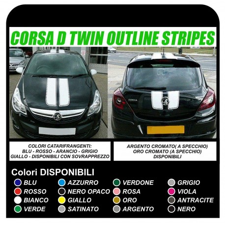 stickers for the Bonnet and Roof of the Opel Corsa D VXR TWIN Viper Stripes car graphics decals stickers B C 1.2 1.4