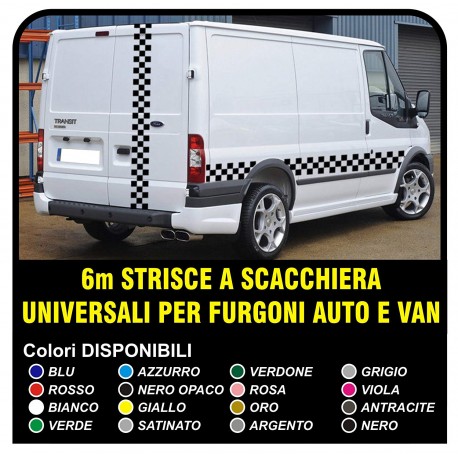 ADESIVI TRANSIT SCACCHIERA 6m CHECKER FORD TRANSIT ST CONNECT VAN LDV ADESIVI FURGONE E VAN