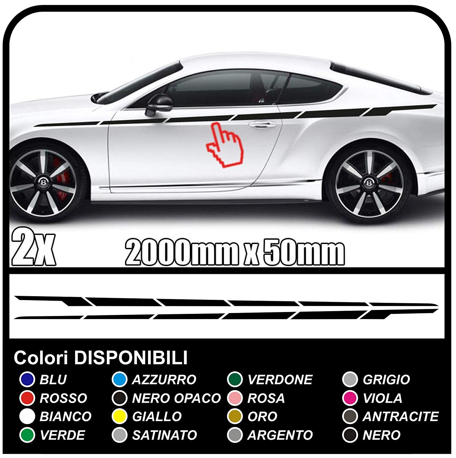 adesivi laterali 180 cm bmw amg adesivi mercedes strisce Adesive audi mini  cooper Viper fiat 500 smart tuning rally