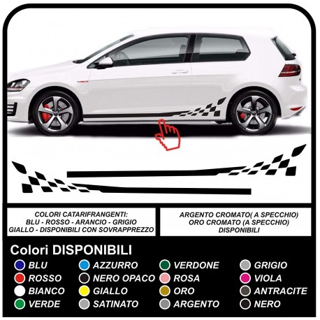 VW GOLF V-VII zielflagge streifen schachbrett-AUFKLEBER Seitlichen Streifen Golf 3&5 türer V VI VII 5 6 7 bänder volkswagen 