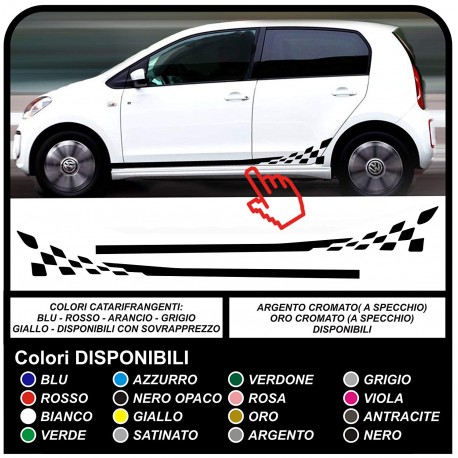 Bandiera a scacchi laterale strisce per volkswagen UP Decorazione completa Set di Adesivi per 3 e 5 porte