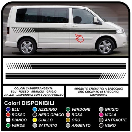 VOLKSWAGEN VW t4/t5 EVO adesivi laterali centrali Strisce Set Adesivi volkswagen ford transit doblo camion ducato fiat furgone