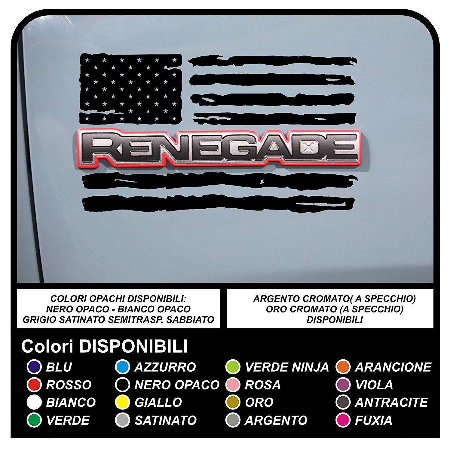 KIT COMPLETO adesivi stella militare renegade scritta US ARMY per